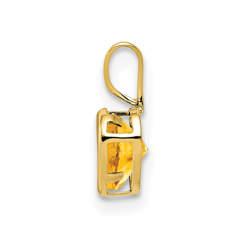 14K Yellow Gold 5mm Heart Citrine bezel pendant