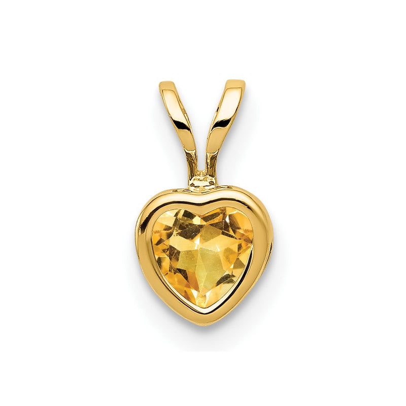 14K Yellow Gold 5mm Heart Citrine bezel pendant