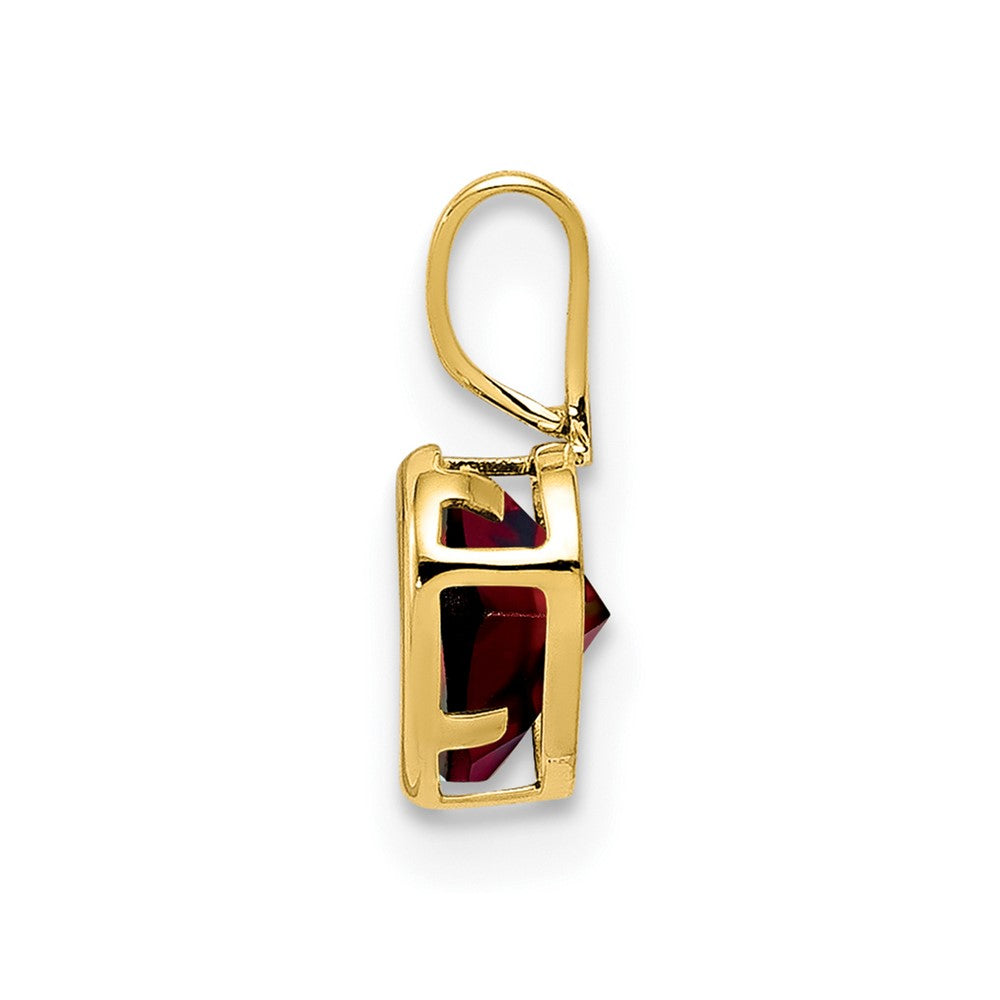 14K Yellow Gold 5mm Heart Garnet bezel pendant