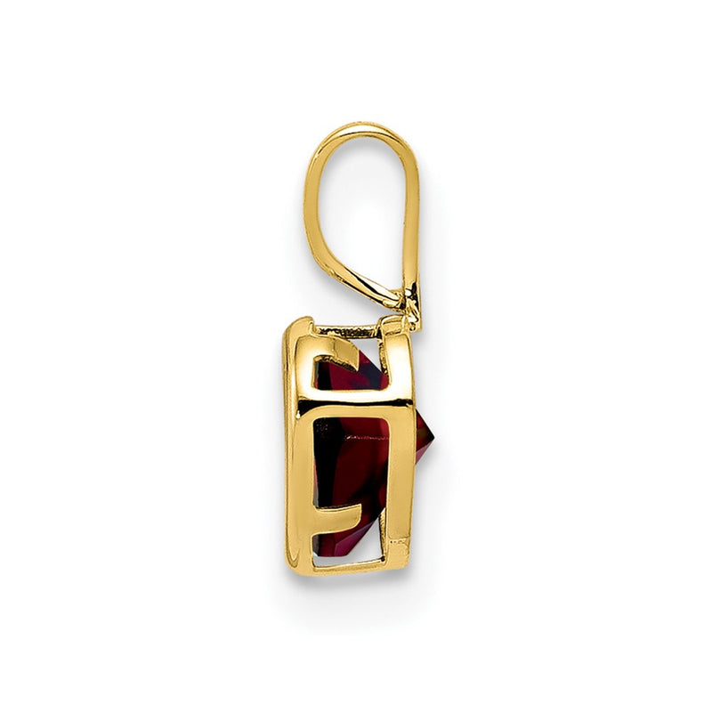 14K Yellow Gold 5mm Heart Garnet bezel pendant