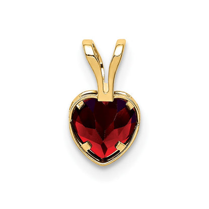 14K Yellow Gold 5mm Heart Garnet bezel pendant