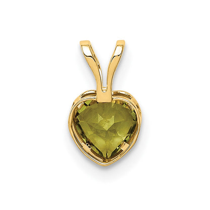 14K Yellow Gold 5mm Heart Peridot Bezel Pendant
