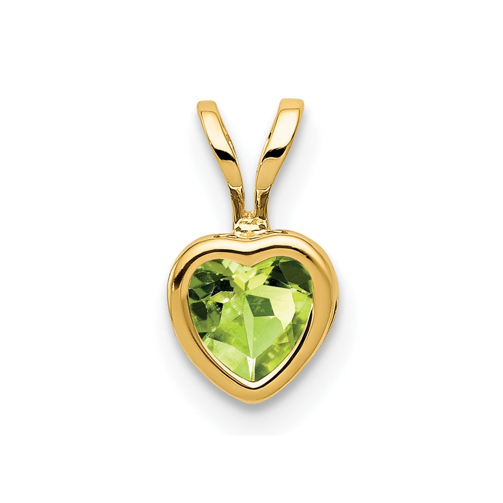 14K Yellow Gold 5mm Heart Peridot Bezel Pendant