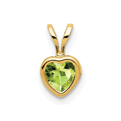 14K Yellow Gold 5mm Heart Peridot Bezel Pendant