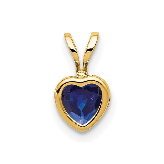 14k 5mm Heart Sapphire bezel Pendant