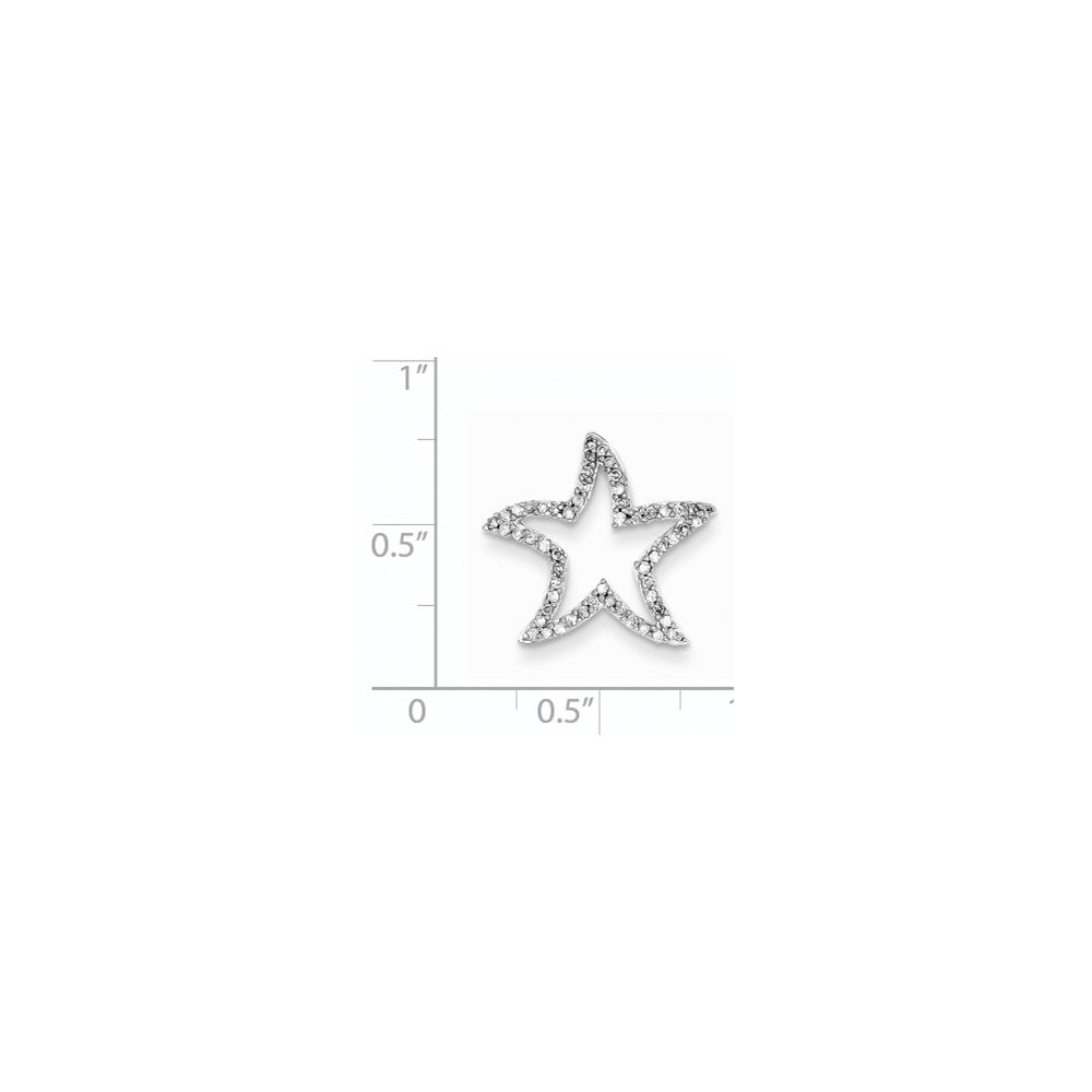 14k White Gold Real Diamond Star Chain Slide