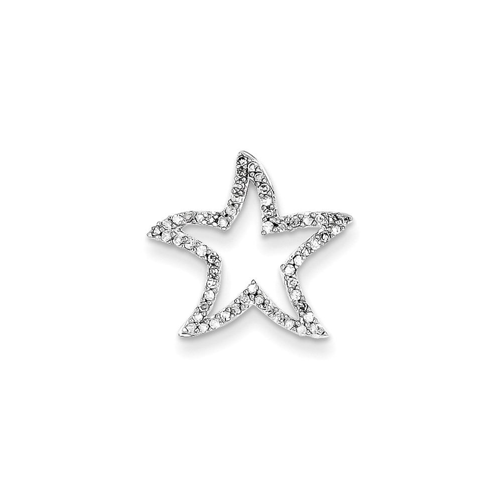14k White Gold Real Diamond Star Chain Slide