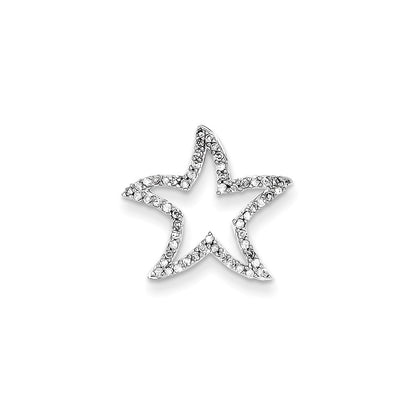 14k White Gold Real Diamond Star Chain Slide