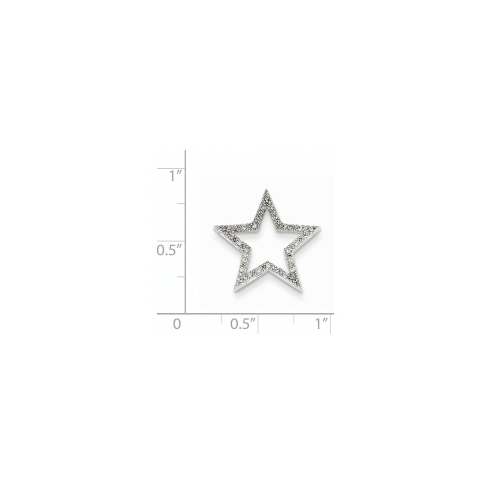 14k White Gold Small Real Diamond Star Chain Slide Pendant