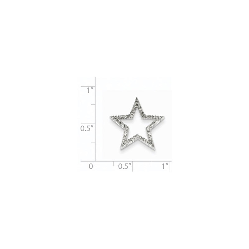 14k White Gold Small Real Diamond Star Chain Slide Pendant
