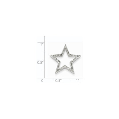 14k White Gold Large Real Diamond Star Chain Slide Pendant