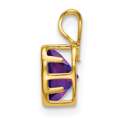 14K Yellow Gold 6mm Heart Amethyst Bezel Pendant