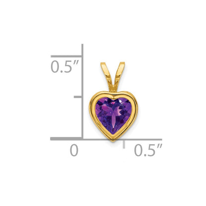 14K Yellow Gold 6mm Heart Amethyst Bezel Pendant