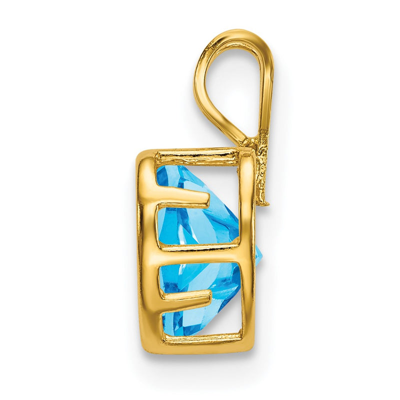 14K Yellow Gold 6mm Heart Blue Topaz bezel pendant