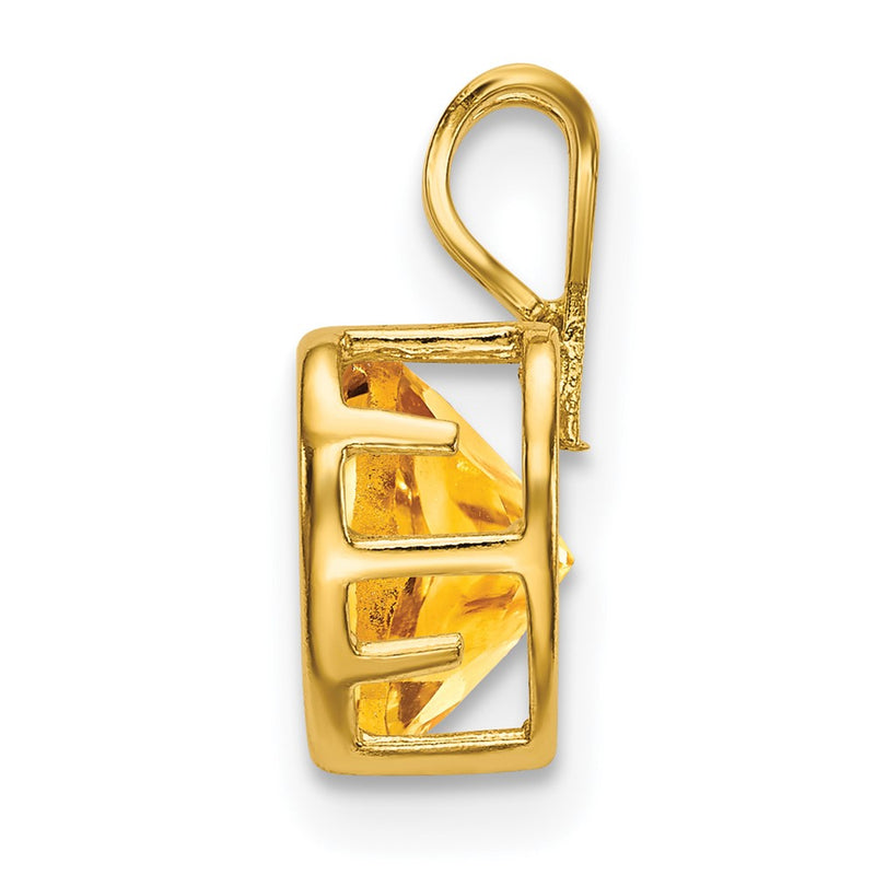 14K Yellow Gold 6mm Heart Citrine bezel pendant