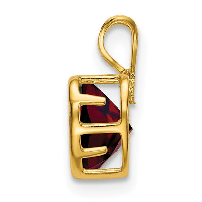 14K Yellow Gold 6mm Heart Garnet bezel pendant