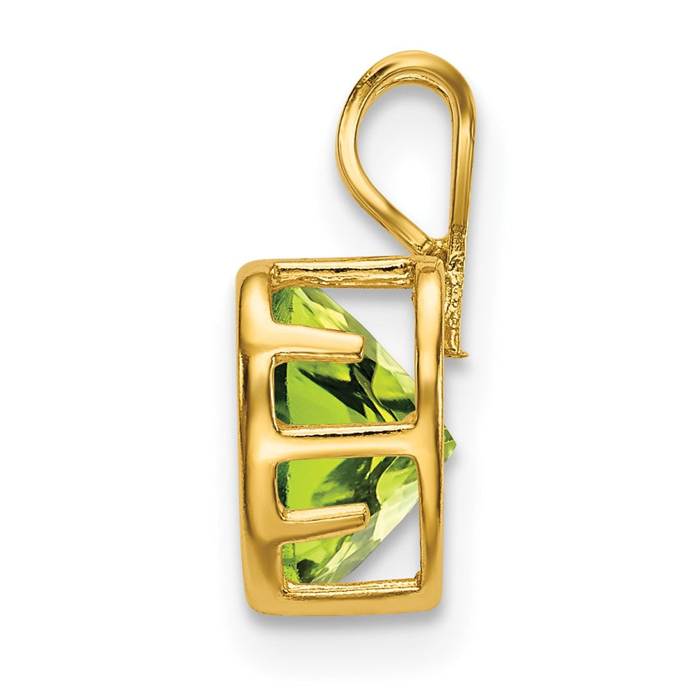 14K Yellow Gold 6mm Heart Peridot bezel pendant