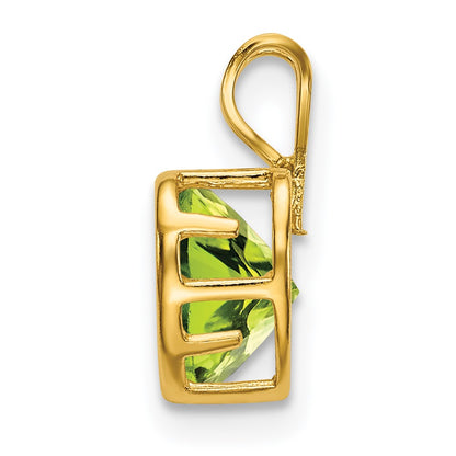 14K Yellow Gold 6mm Heart Peridot bezel pendant