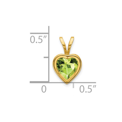 14K Yellow Gold 6mm Heart Peridot bezel pendant