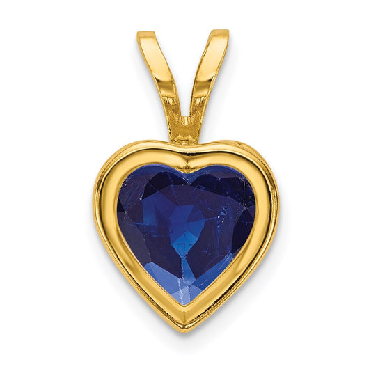 14K Yellow Gold 6mm Heart Sapphire bezel pendant