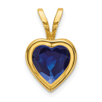 14K Yellow Gold 6mm Heart Sapphire bezel pendant