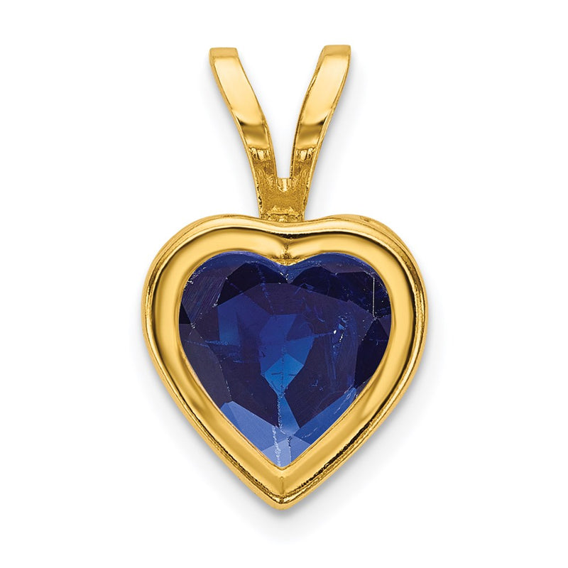 14K Yellow Gold 6mm Heart Sapphire bezel pendant
