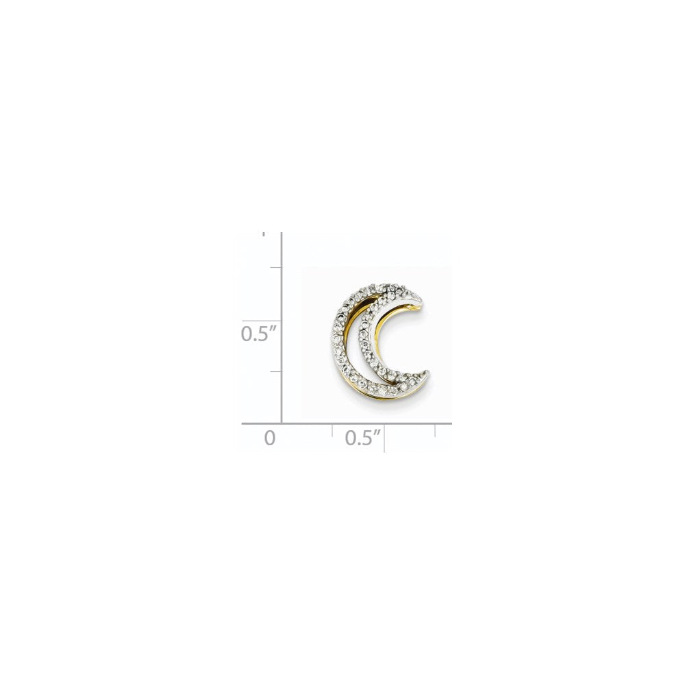 14k Two-Tone Gold Real Diamond Moon Slide