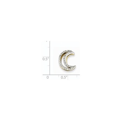 14k Two-Tone Gold Real Diamond Moon Slide