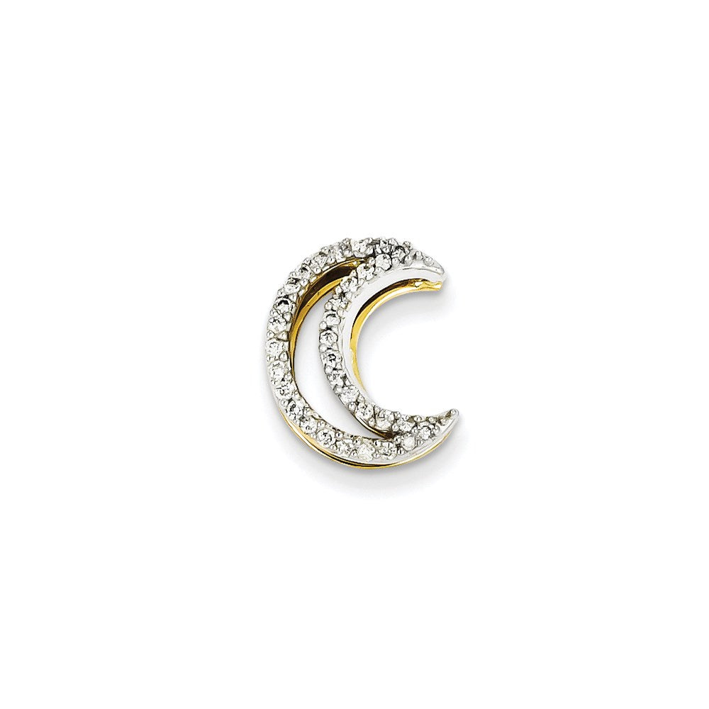 14k Two-Tone Gold Real Diamond Moon Slide