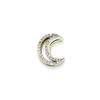 14k Two-Tone Gold Real Diamond Moon Slide
