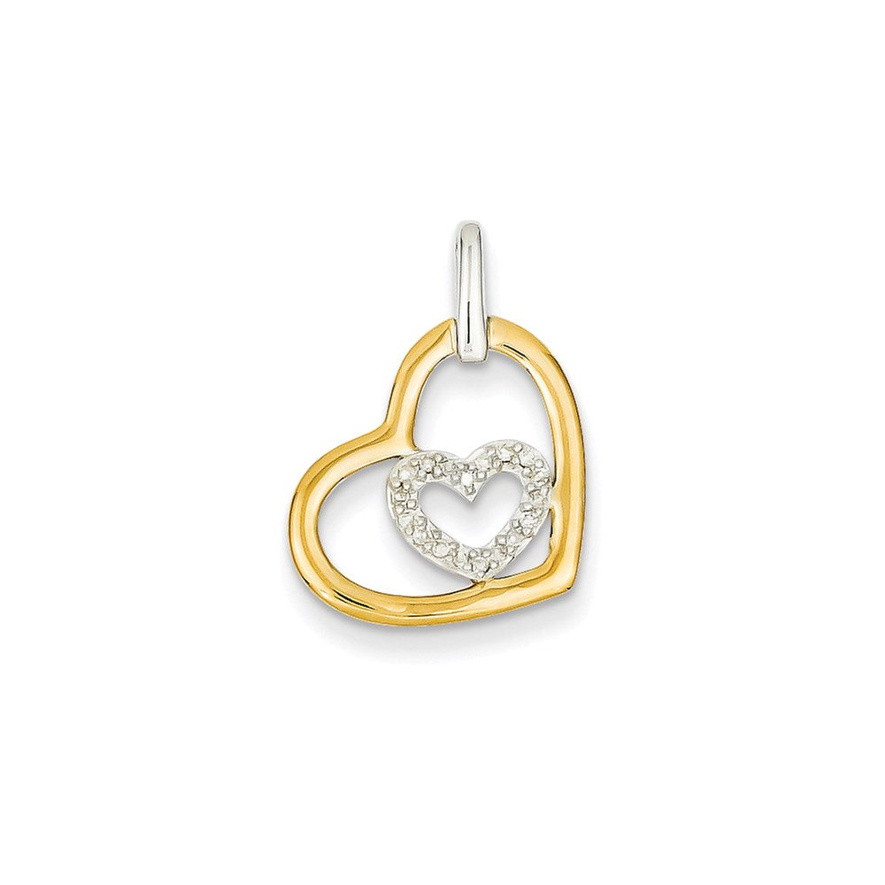 14k Two-Tone Gold Real Diamond Pendant