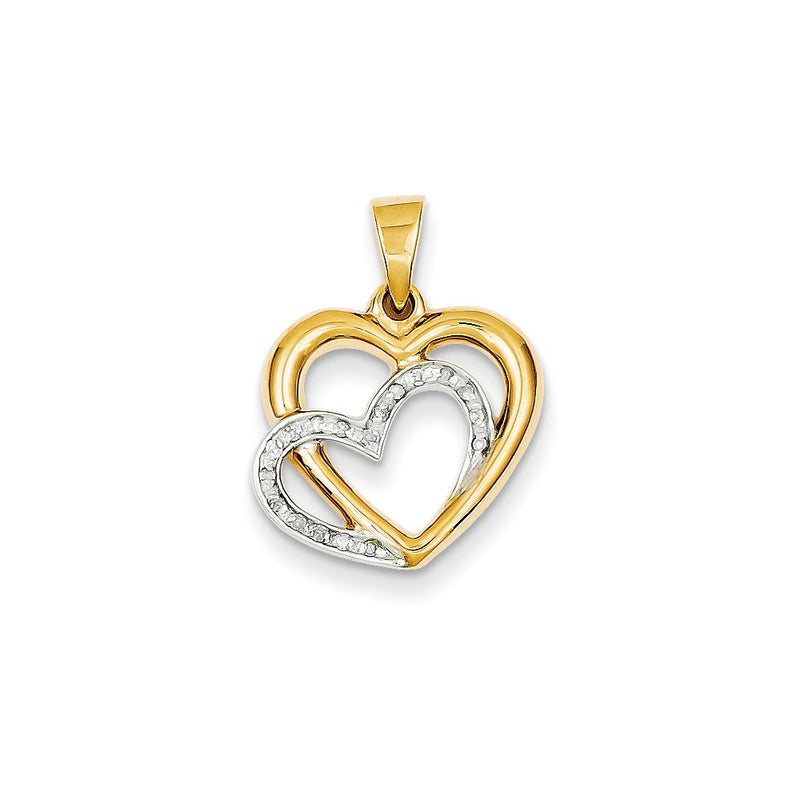14K Yellow Gold Real Diamond Heart Pendant