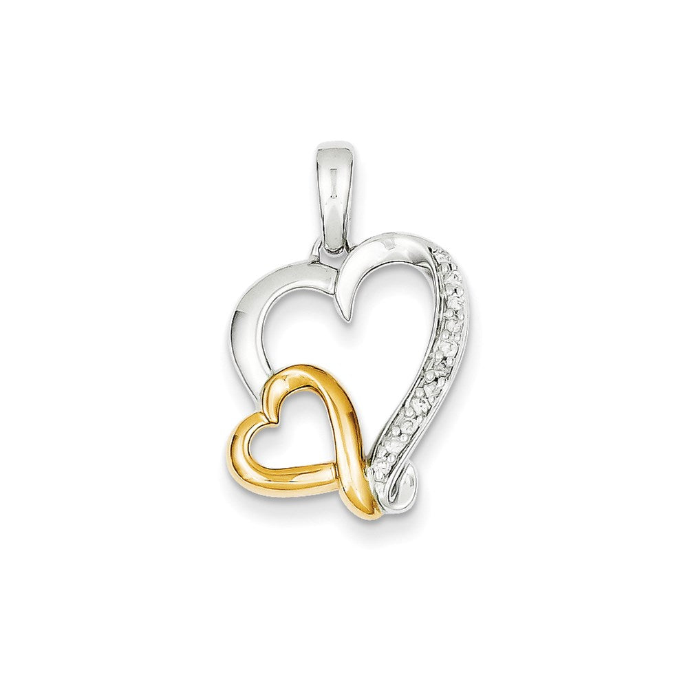14k Two-Tone Gold Real Diamond Heart Pendant