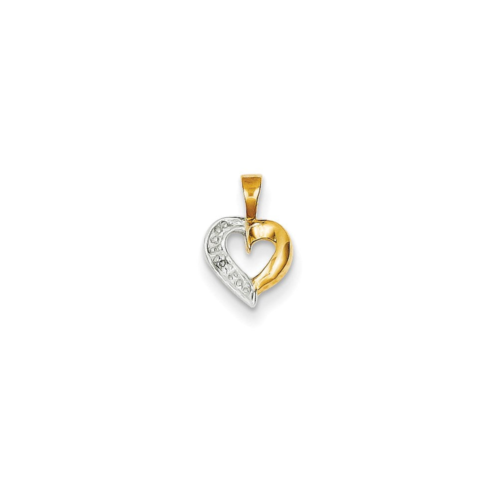 14K Yellow Gold Real Diamond Heart Pendant