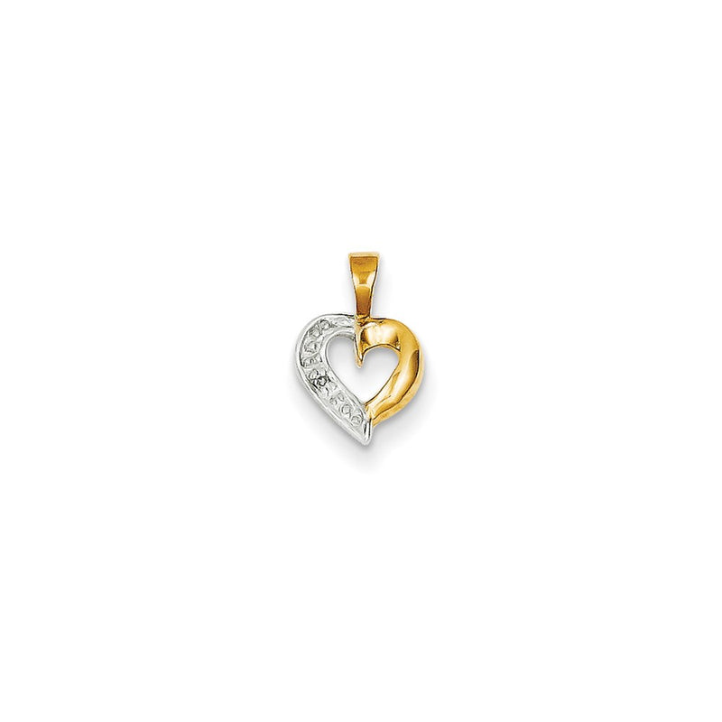 14K Yellow Gold Real Diamond Heart Pendant