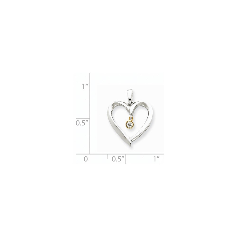 14k Two-Tone Gold Real Diamond Heart Pendant