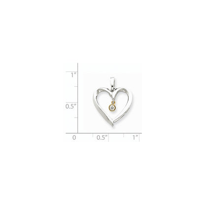 14k Two-Tone Gold Real Diamond Heart Pendant