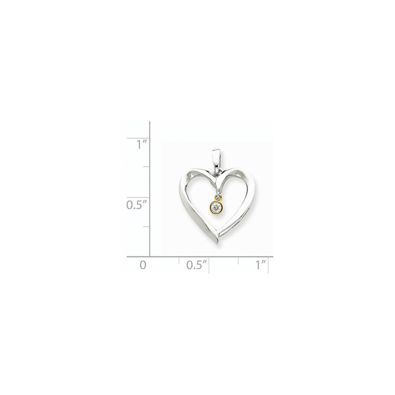 14k Two-Tone Gold Real Diamond Heart Pendant