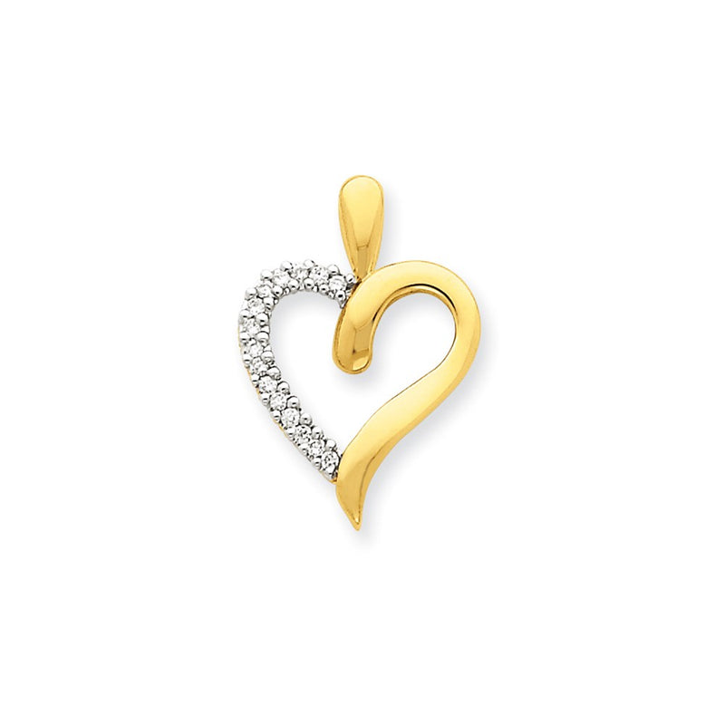 14K Yellow Gold Real Diamond Heart Pendant