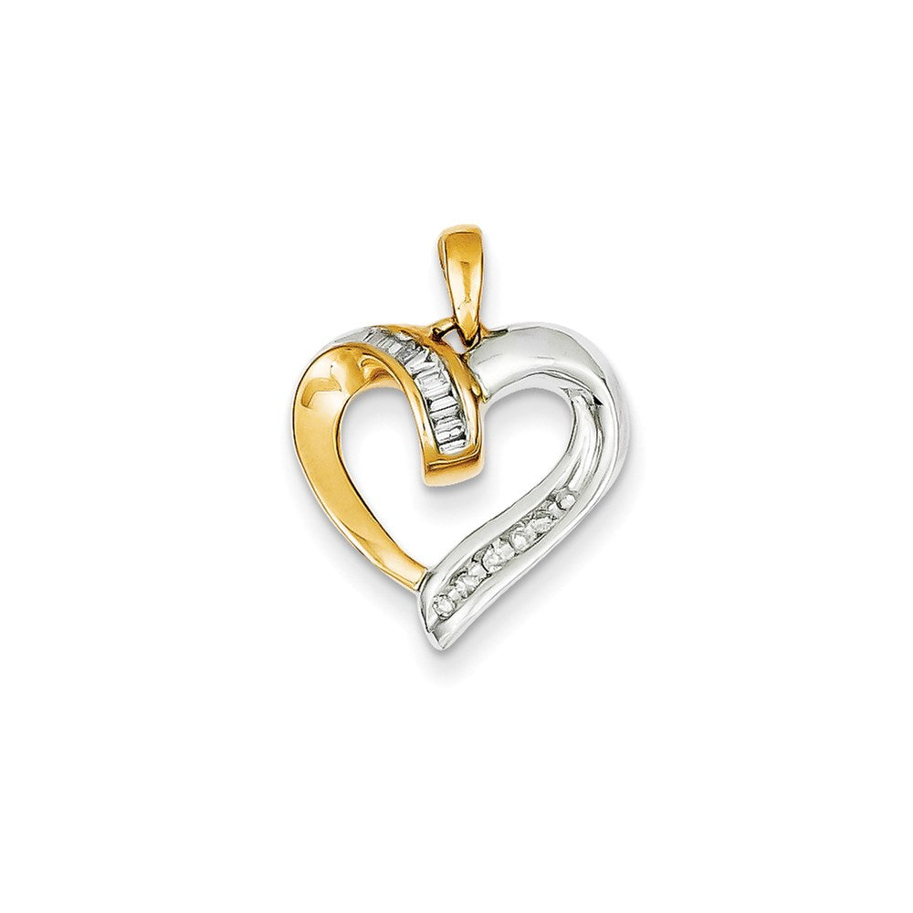 14k Two-tone Gold Two-tone Gold Diamond Heart Pendant