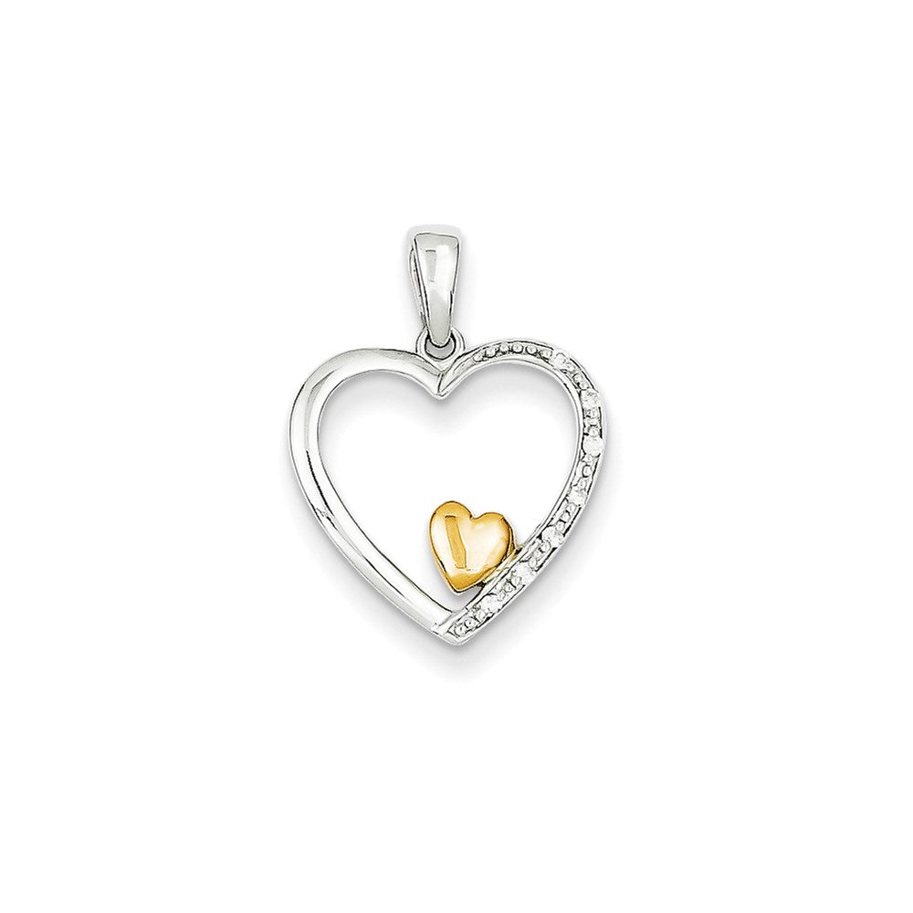 14k Two tone Diamond Heart Pendant
