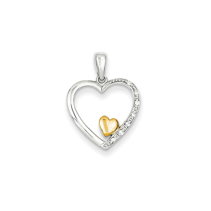 14k Two tone Diamond Heart Pendant