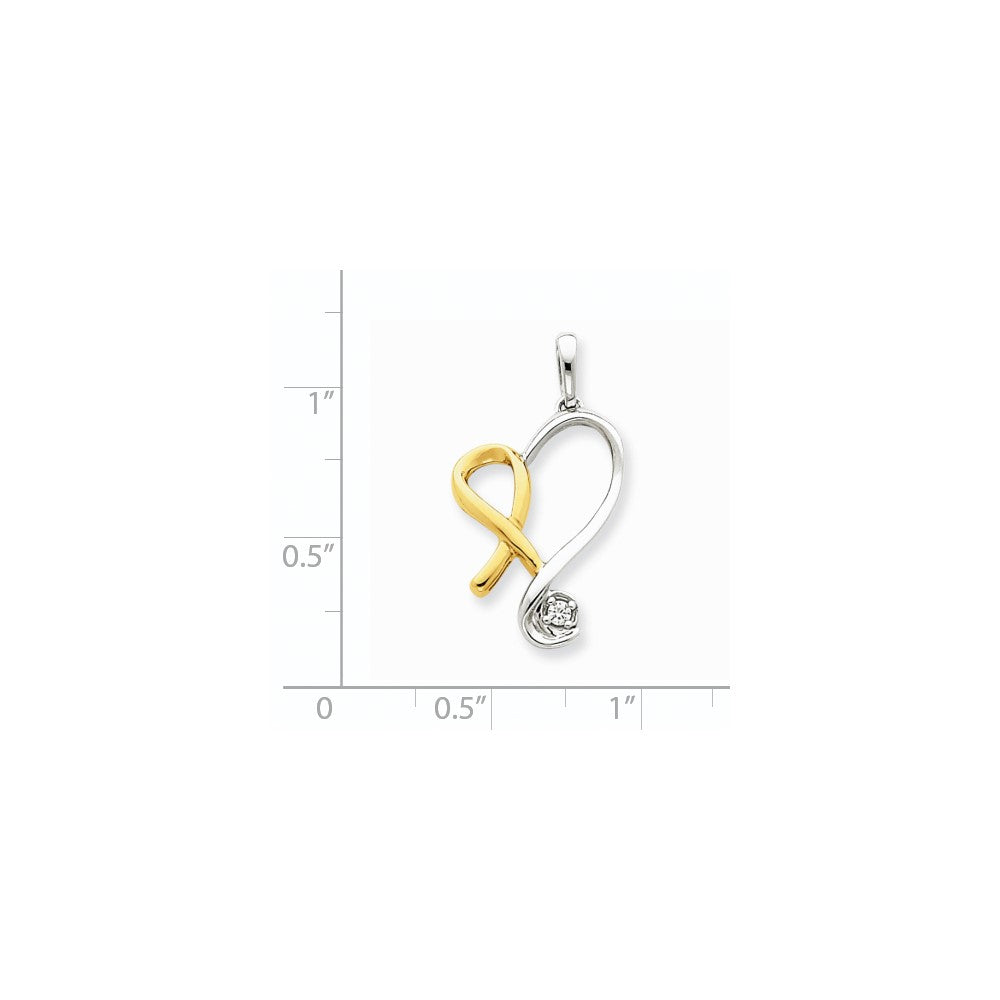 14k Two-Tone Gold Real Diamond Heart Pendant