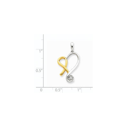 14k Two-Tone Gold Real Diamond Heart Pendant