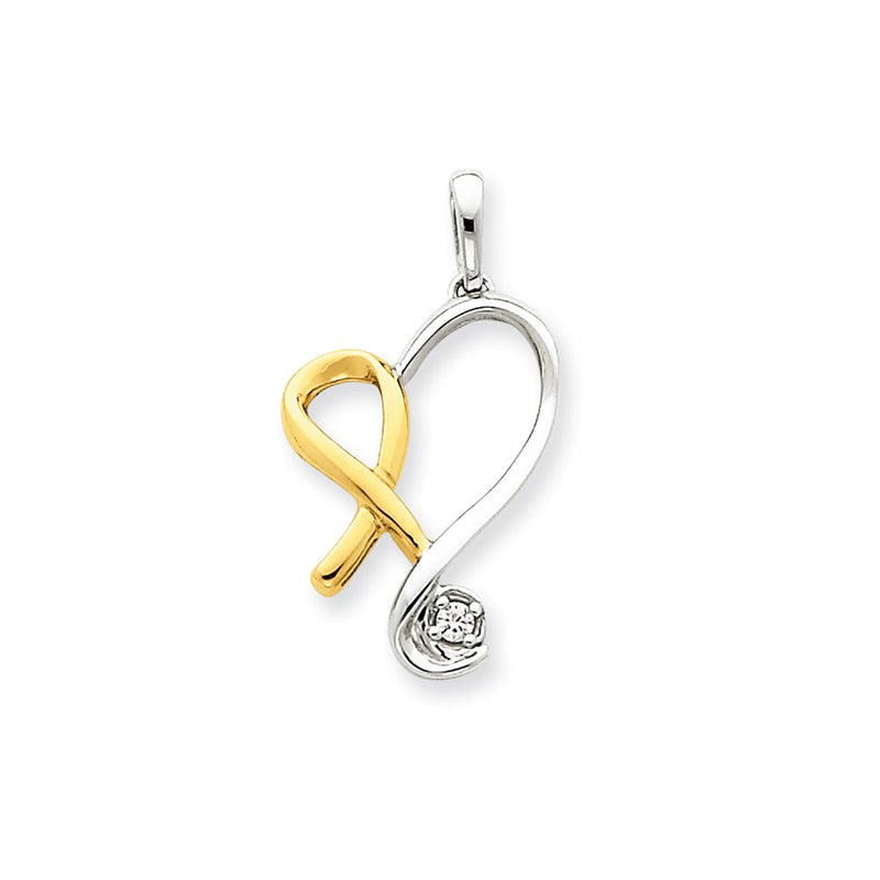 14k Two-Tone Gold Real Diamond Heart Pendant