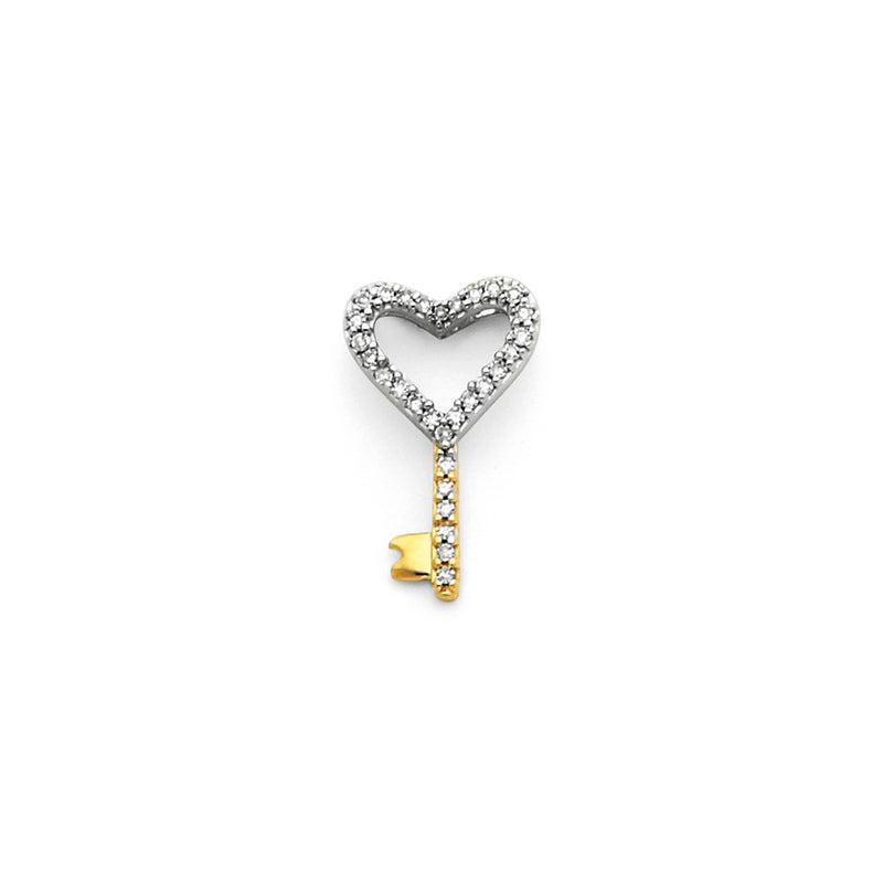 14k Yellow Gold & Rhod Real Diamond Pendant
