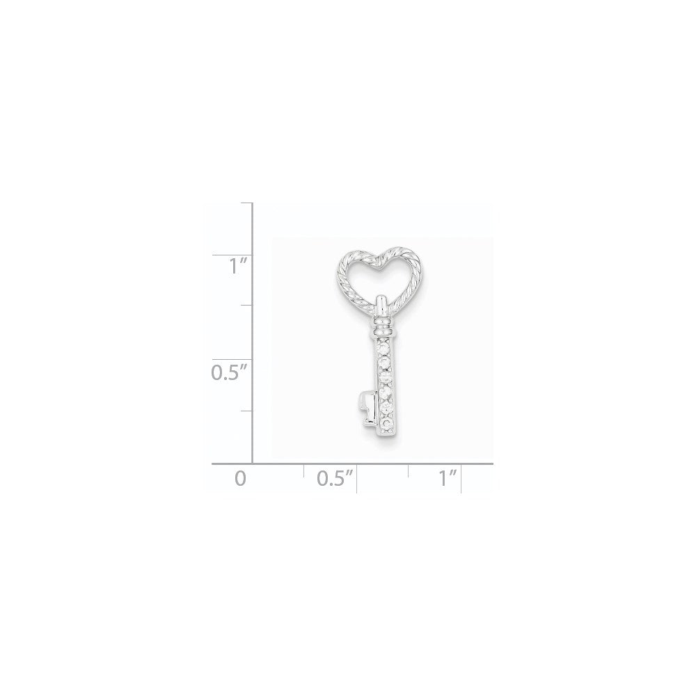 14k White Gold Real Diamond Key Chain Slide