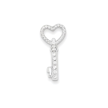 14k White Gold Real Diamond Key Chain Slide