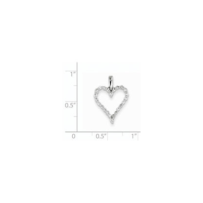 14k White Gold Real Diamond Heart Pendant