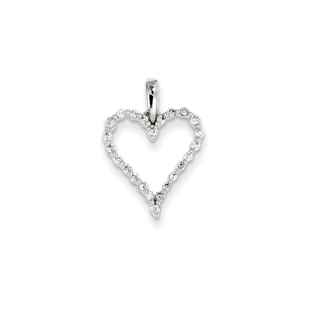 14k White Gold Real Diamond Heart Pendant